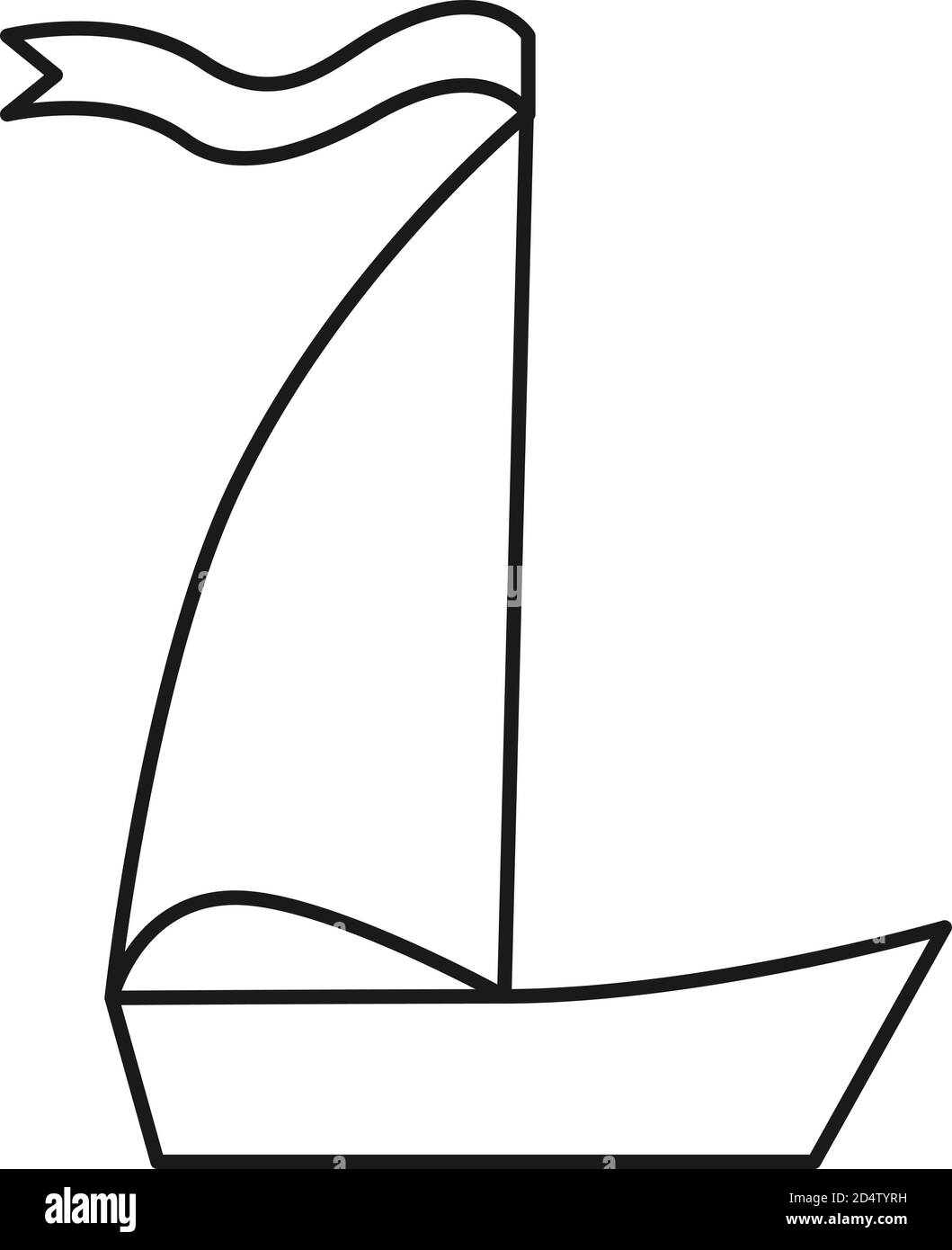 Vectorisation illustration simple bateau noir sur fond blanc. Croquis pour livres de coloriage. Motif pour l'intérieur, la mode, l'esquisse de contour Illustration de Vecteur