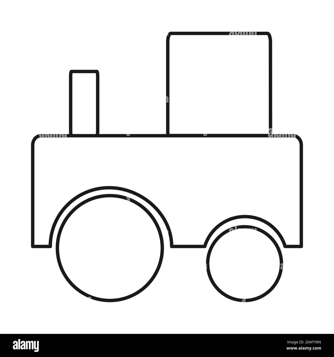 Vectorisation illustration simple tracteur noir sur fond blanc. Croquis pour livres de coloriage. Illustration de la carte de formation. Esquisse de contour pour co Illustration de Vecteur