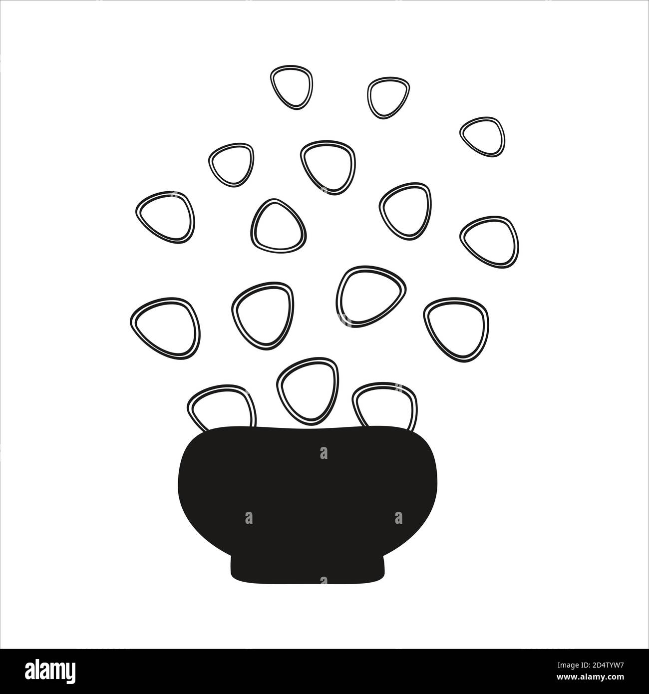 Vectorisation illustration simple pot magique sur fond blanc. Croquis pour livres de coloriage. Imprimer sur papier, tissu, céramique. Motif intérieur, f Illustration de Vecteur