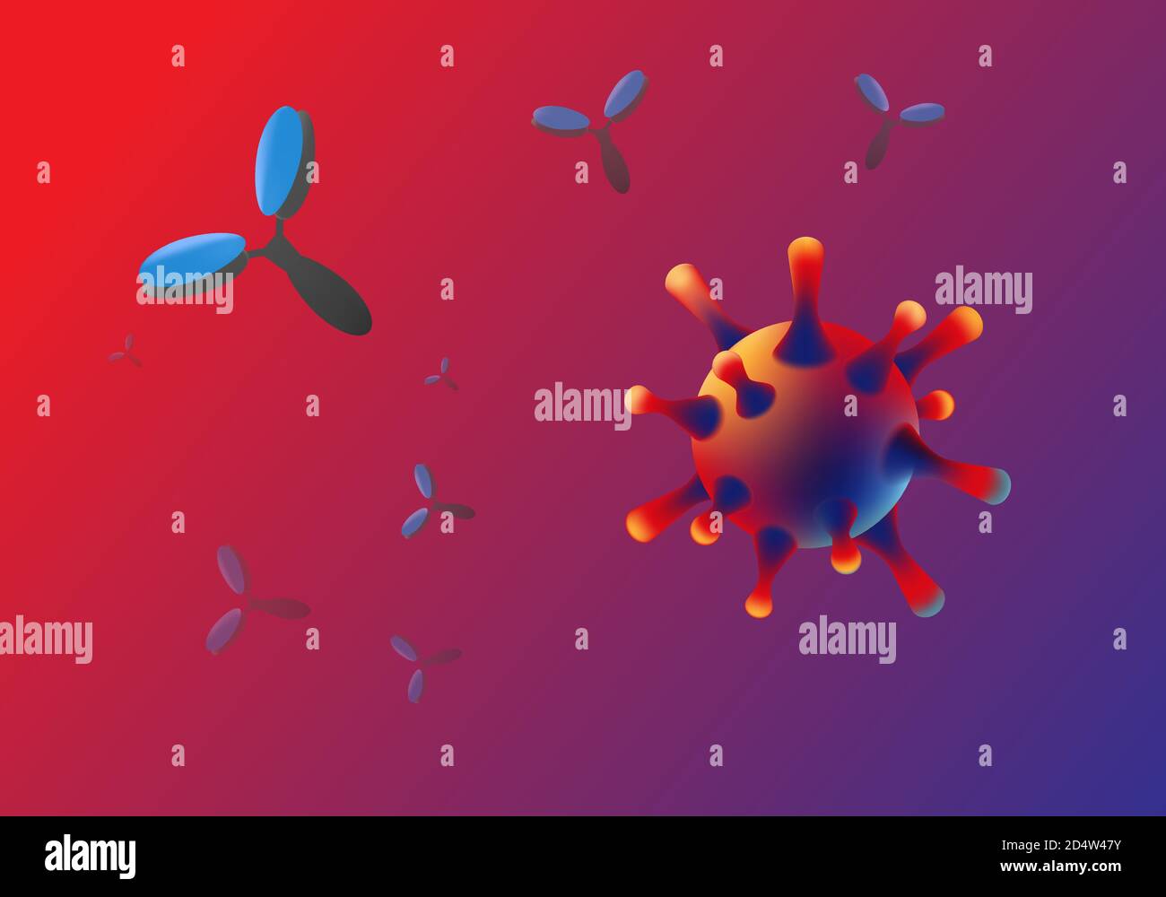 Illustration vectorielle de l'anticorps monoclonal pour le traitement du coronavirus. L'anticorps monoclonal aide à réduire les cellules virales. Illustration de Vecteur