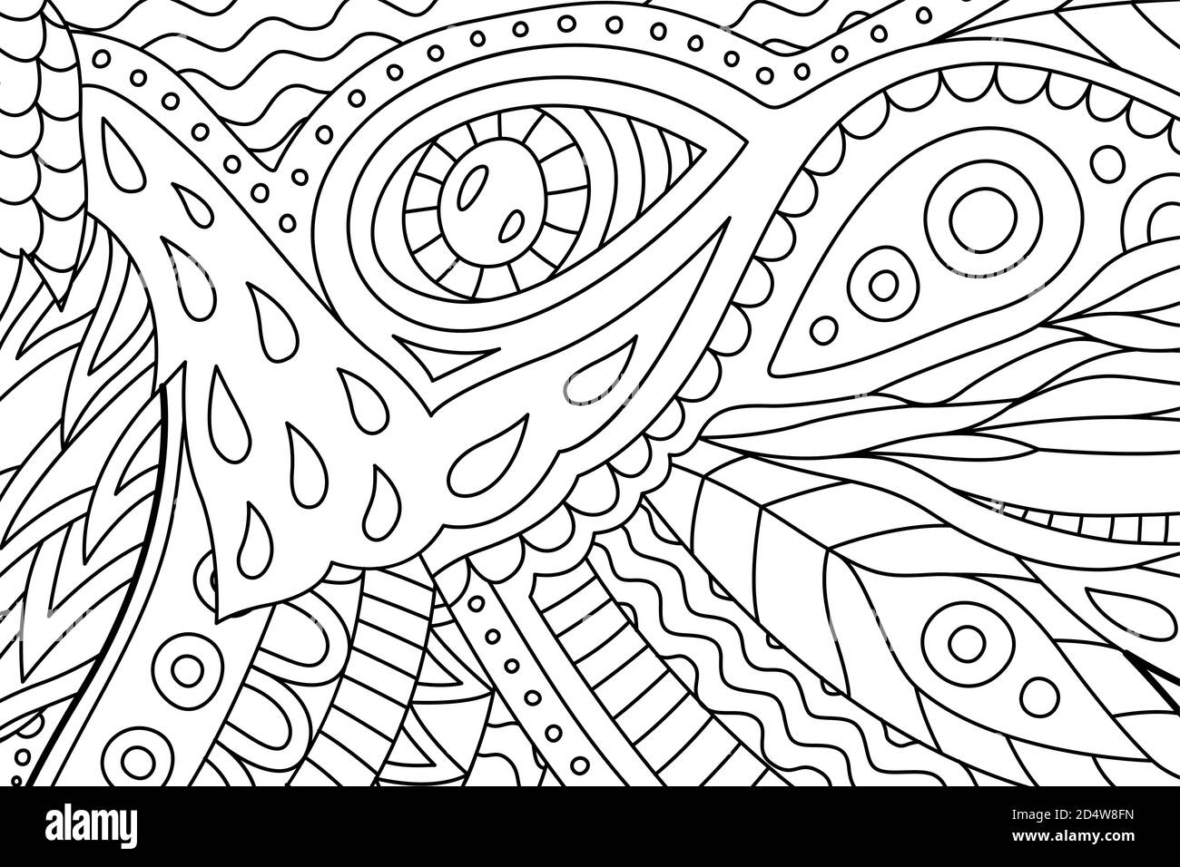 Page de livre à colorier rectangulaire avec beau motif abstrait monochrome Illustration de Vecteur