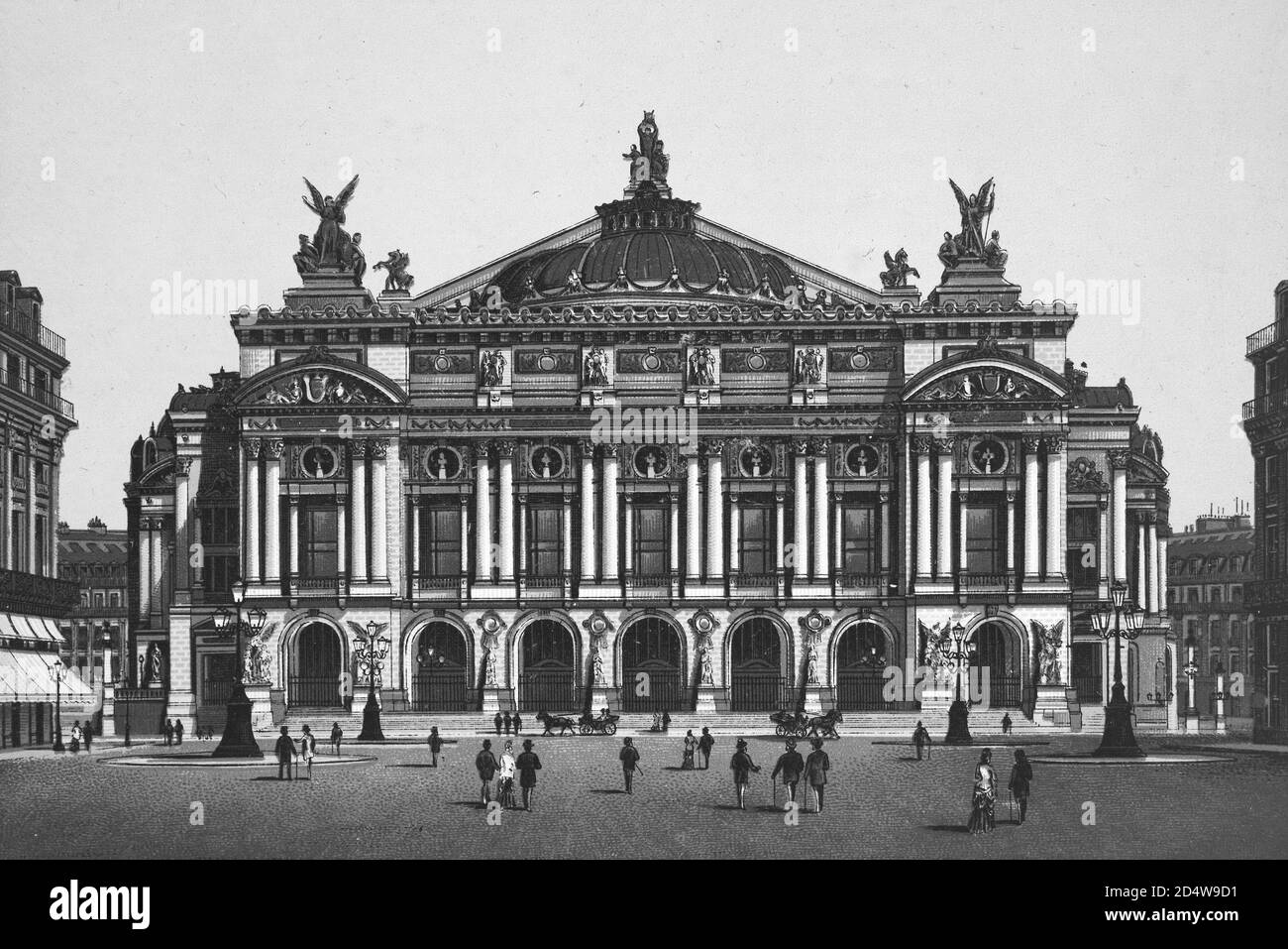Opéra, Académie nationale de musique, Paris, France, gravure historique en plaques de cuivre de 1860 Banque D'Images