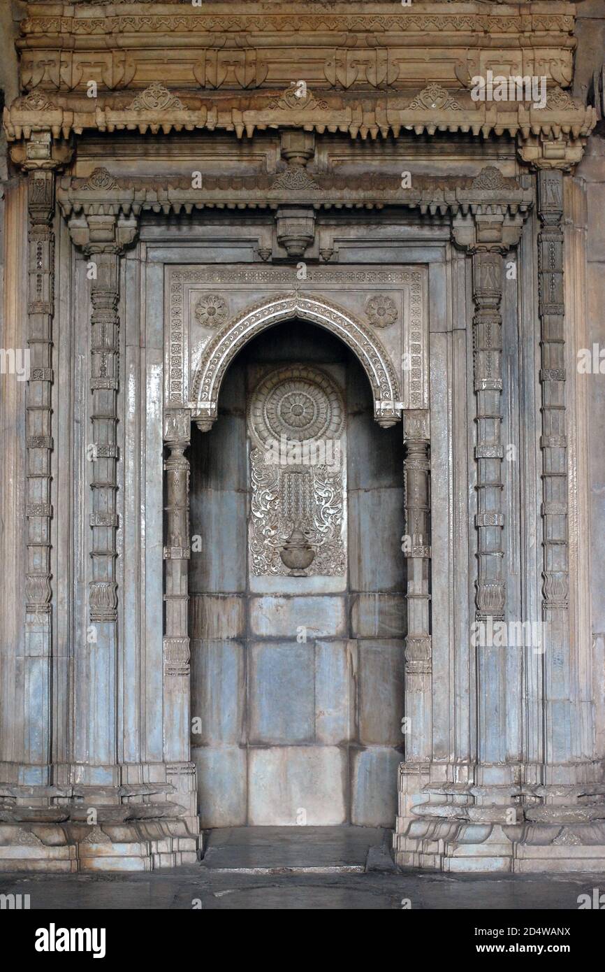 Mosquée Jami ( jami masjid ), Parc archéologique de Champaner-Pavagadh, site classé au patrimoine mondial de l'UNESCO, Gujarat, Inde. Banque D'Images