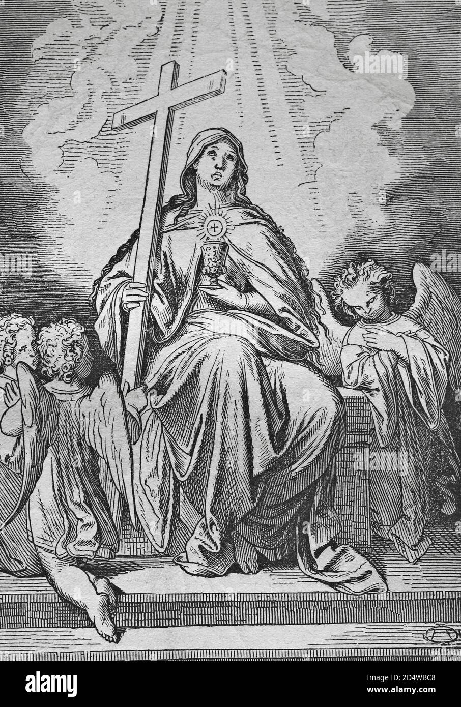 Église Christ, gravure historique en acier de l'année 1860 Banque D'Images