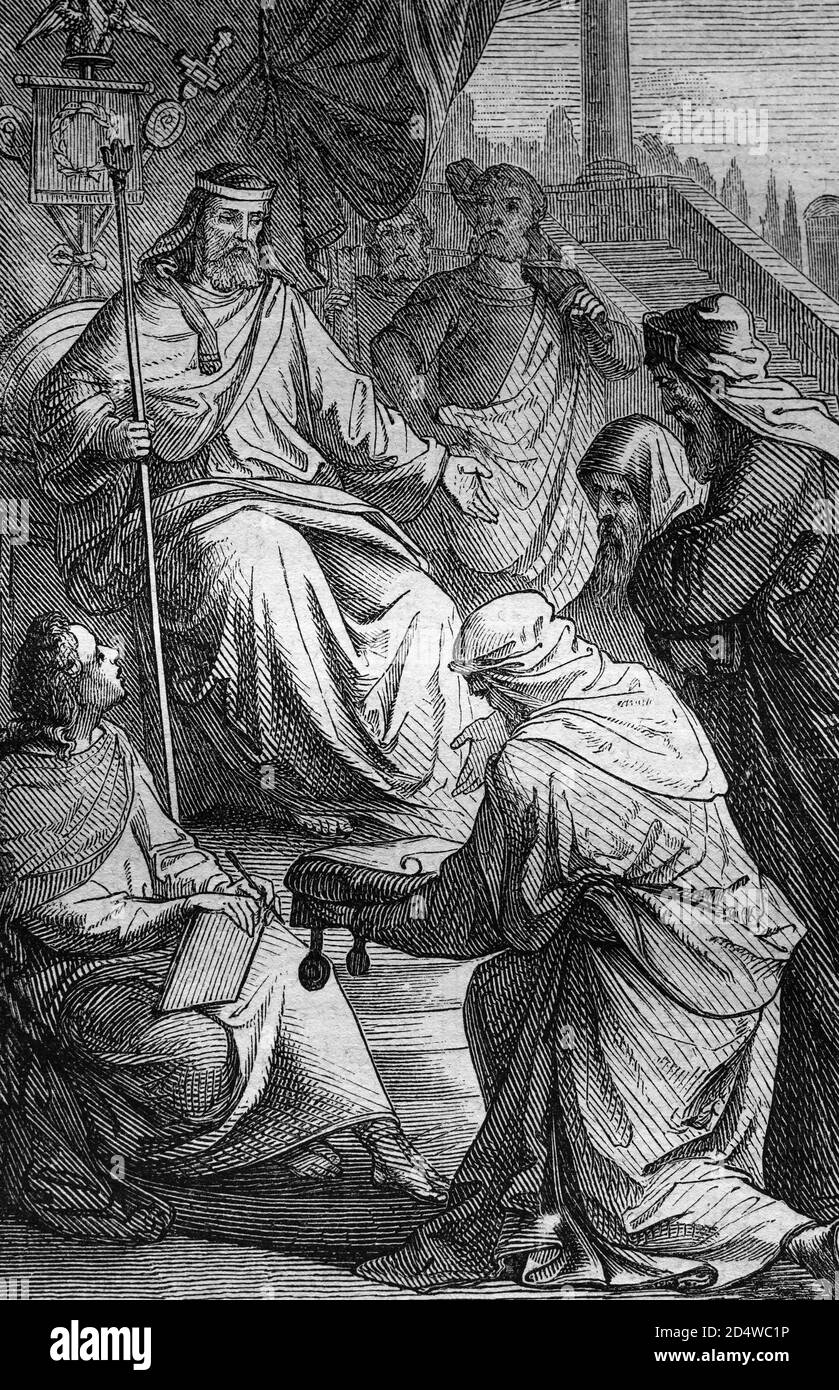 Les Juifs soumettent aux Romains, gravure historique en acier de l'année 1860 Banque D'Images