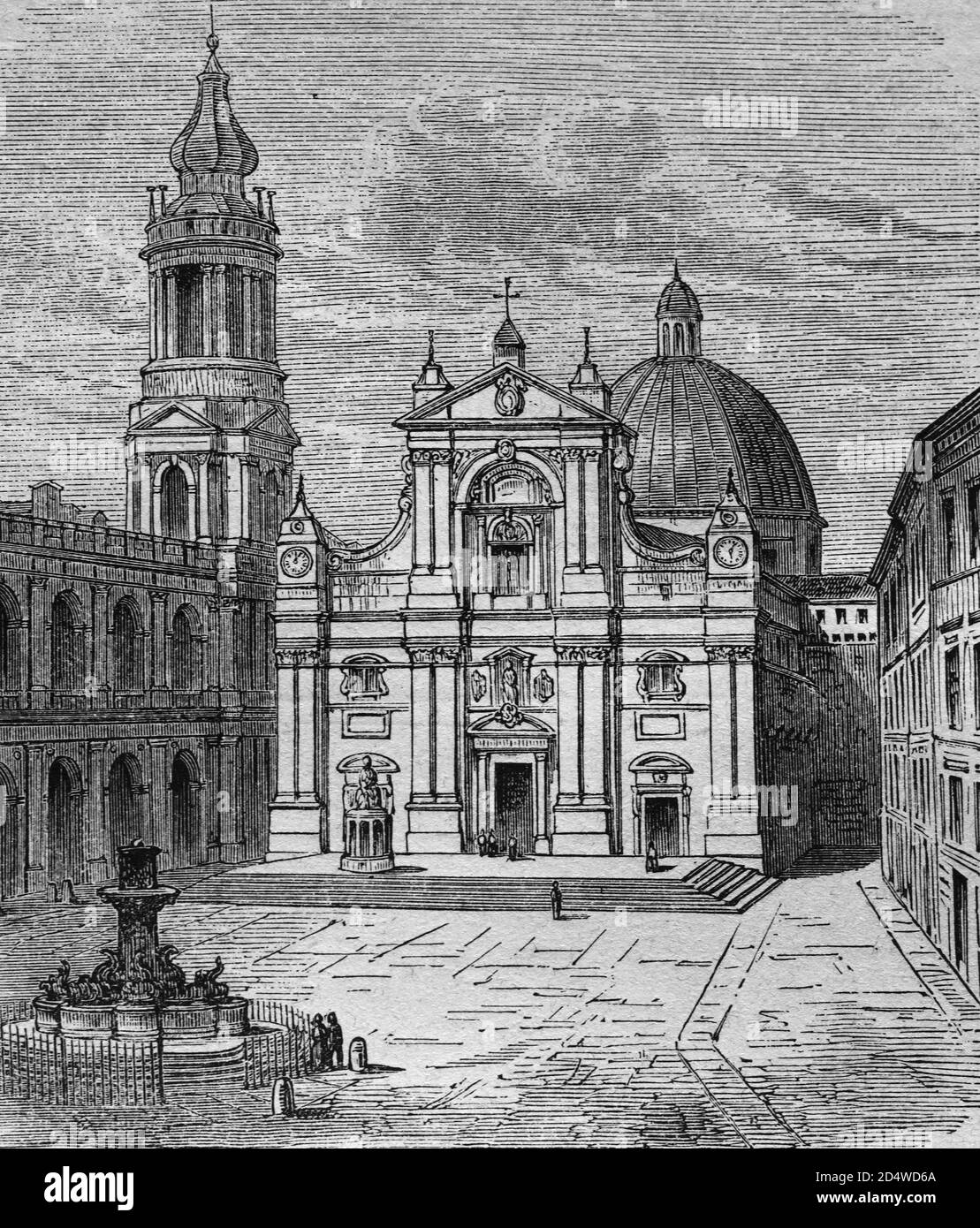 Basilika Loreto, Marche, Italie, gravure historique en acier aus dem Jahre 1860 Banque D'Images