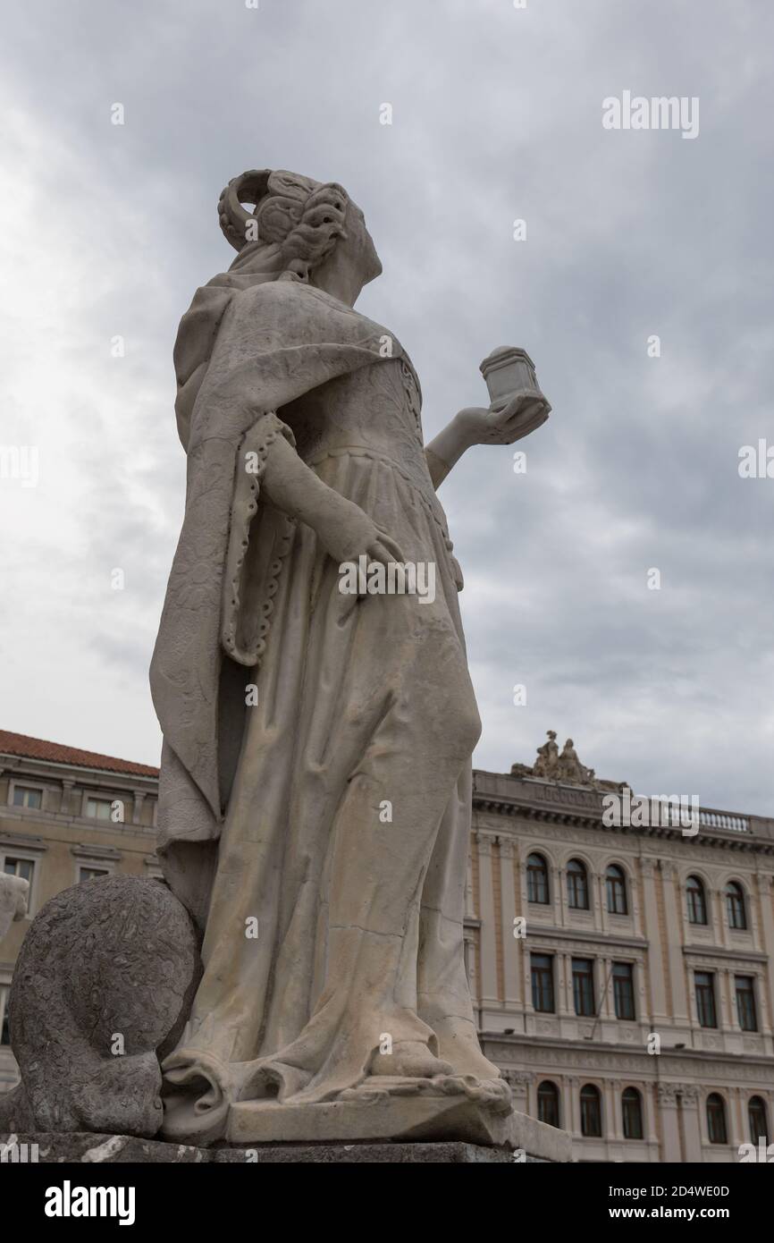 Détail de la fontaine des quatre continents (Fontana dei Quattro Continenti), Trieste, Frioul-Vénétie Julienne, Italie Banque D'Images