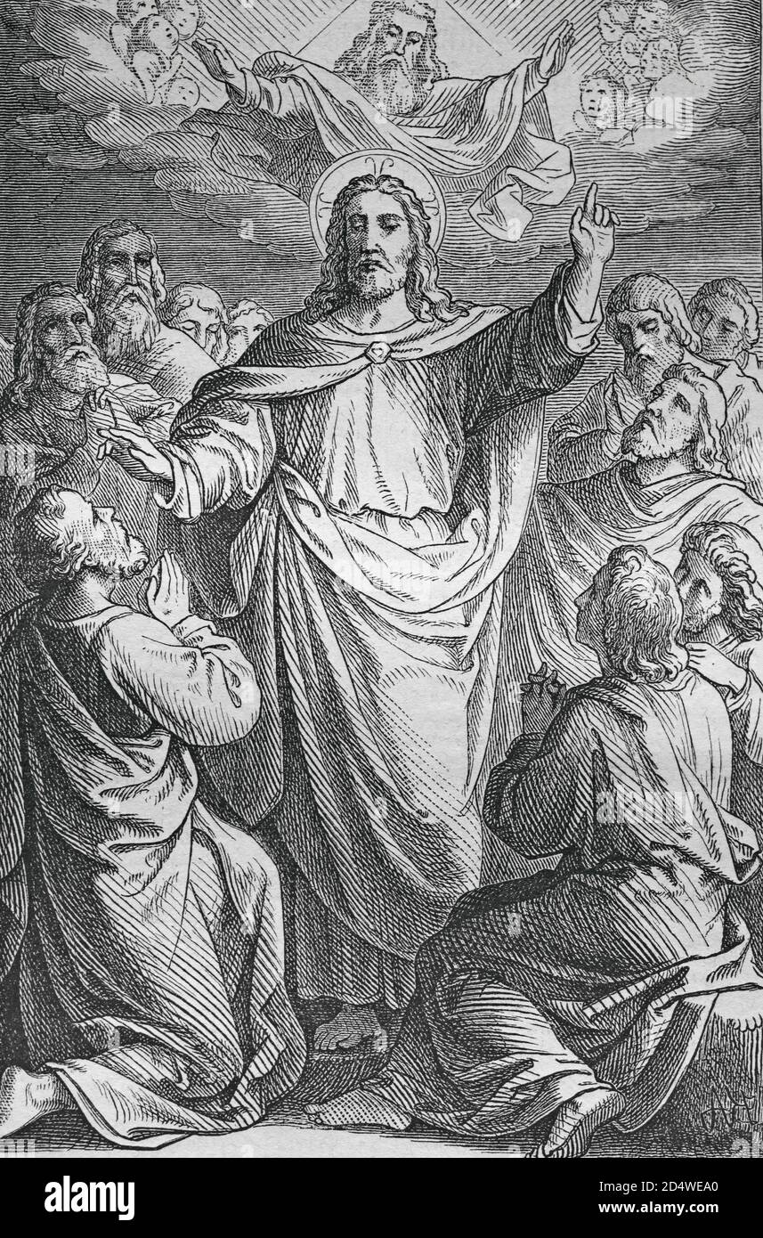 La mission des Apôtres, gravure en acier de la bible historique de 1860 Banque D'Images