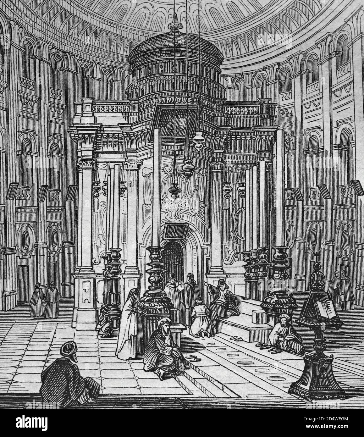 La chapelle du Saint-Sépulcre, gravure en acier de la bible historique de 1860 Banque D'Images