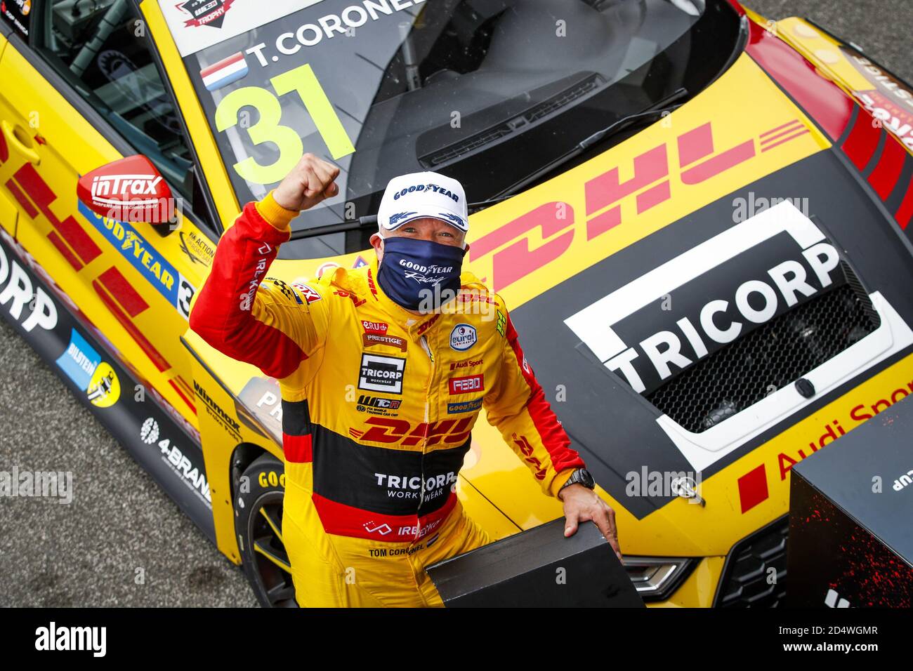 Coronel Tom (Ned), Comtoyou DHL Team Audi Sport, Audi LMS, portrait célébrant la victoire lors de la course WTCR 2020 de la FIA en Slovaquie, 3e tour de la coupe du monde de la FIA Touring car 2020, sur l'anneau de Slovaquie d'Automotodrom, du 9 au 11 octobre 2020 à Orechova Poton, Slovaquie - photo Florent Gooden / DPPI crédit: LM/DPPI/Florent Gooden/Alamy Live News Banque D'Images