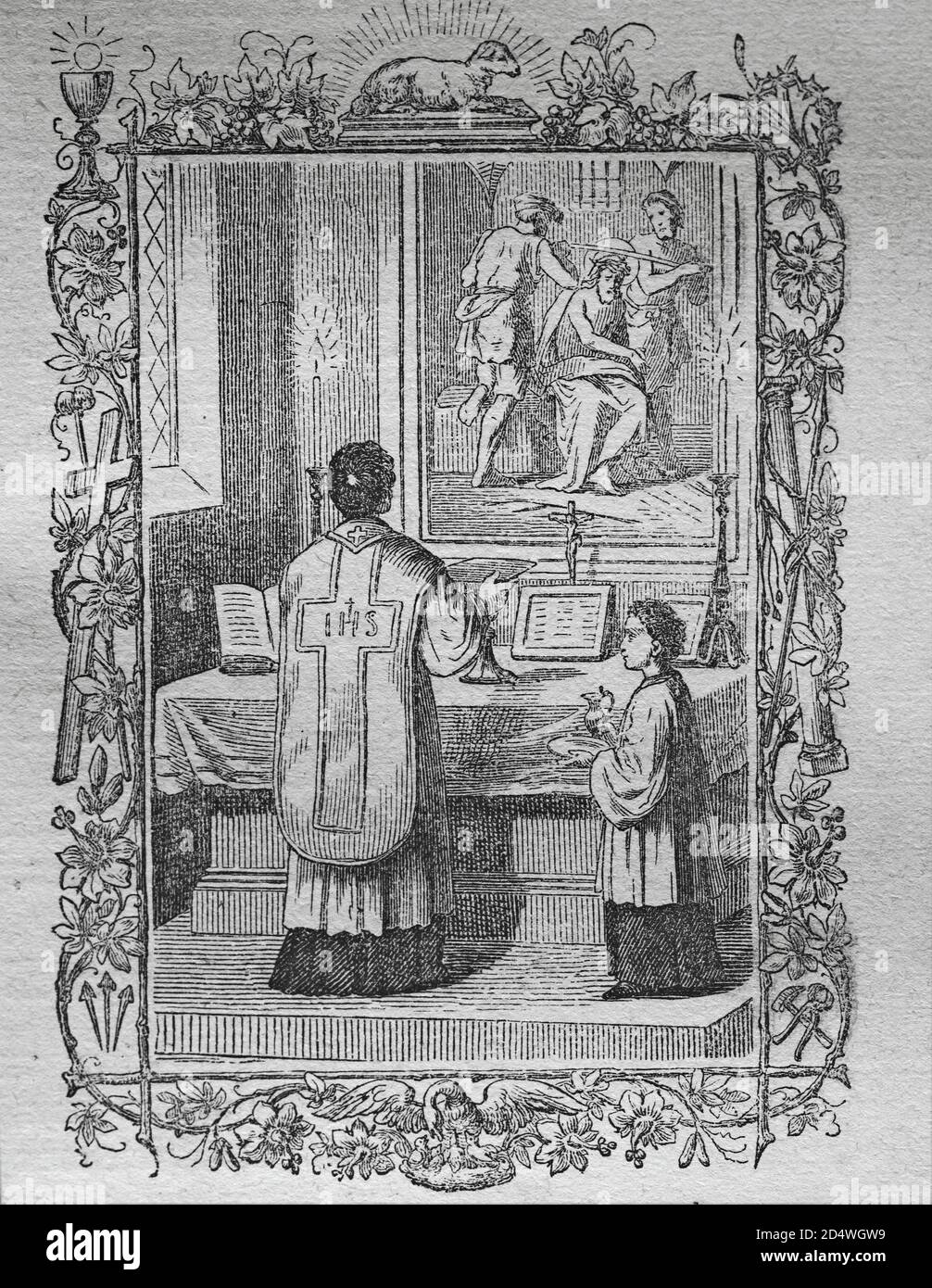 Après le sacrifice, gravure historique en acier d'une bible 1860 Banque D'Images