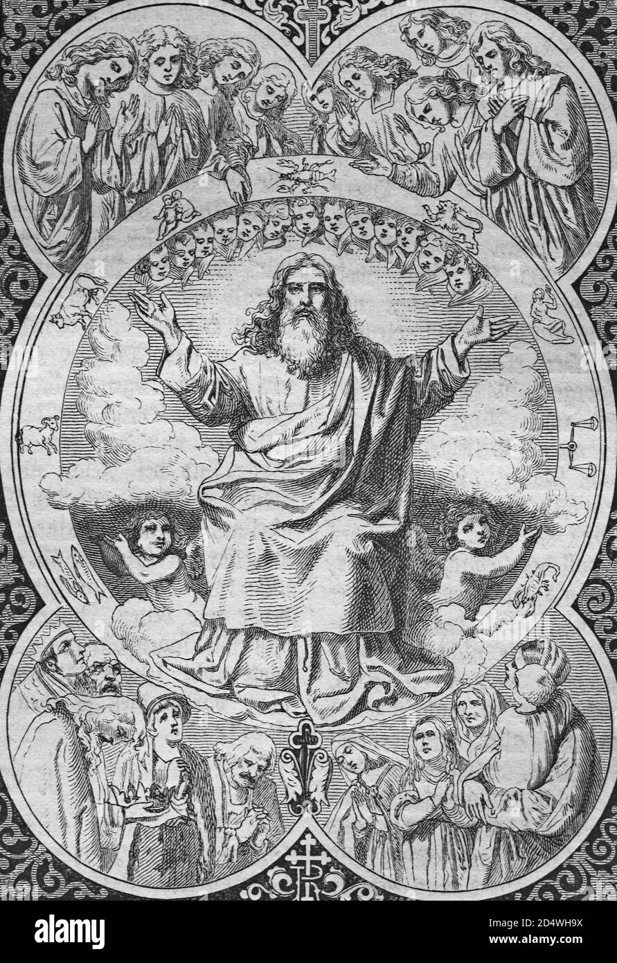 Image Sainte, gravure historique en acier d'une bible 1860 Banque D'Images