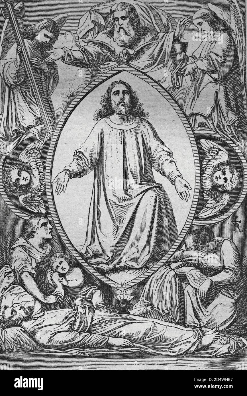 Image Sainte, gravure historique en acier d'une bible 1860 Banque D'Images