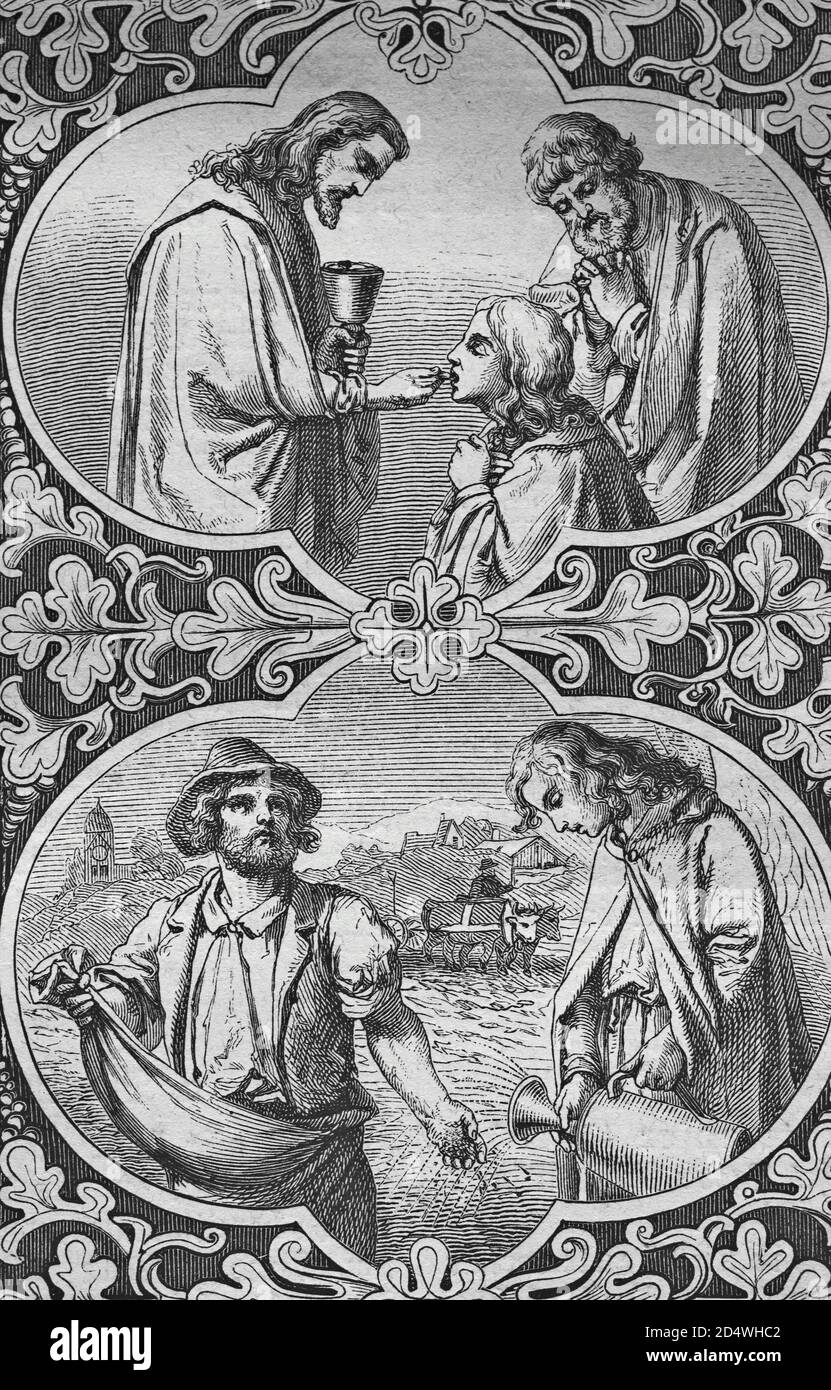 Image Sainte, gravure historique en acier d'une bible 1860 Banque D'Images