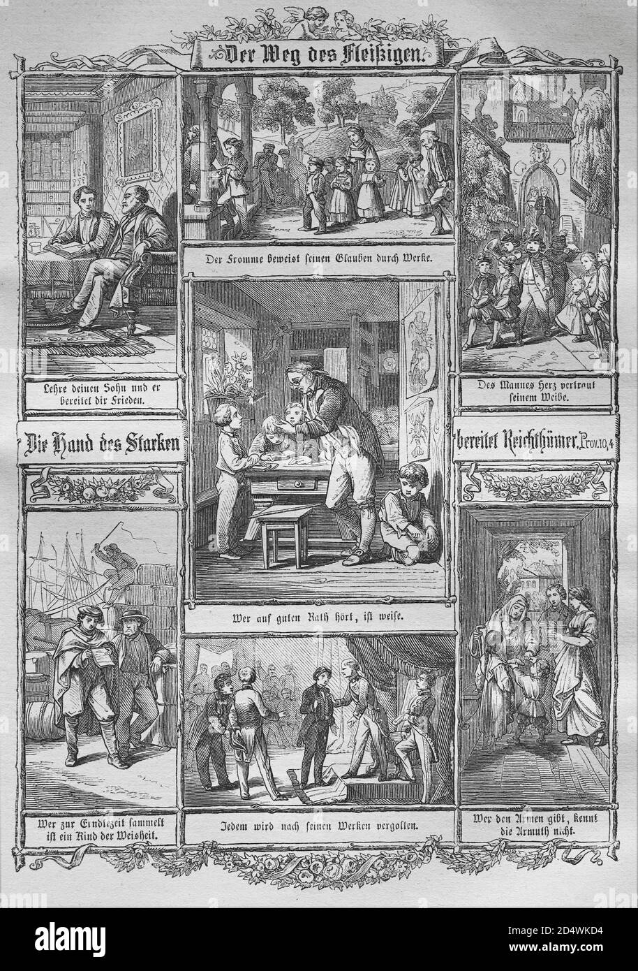 À propos de la perfection chrétienne, gravure historique en acier d'une bible 1860 Banque D'Images