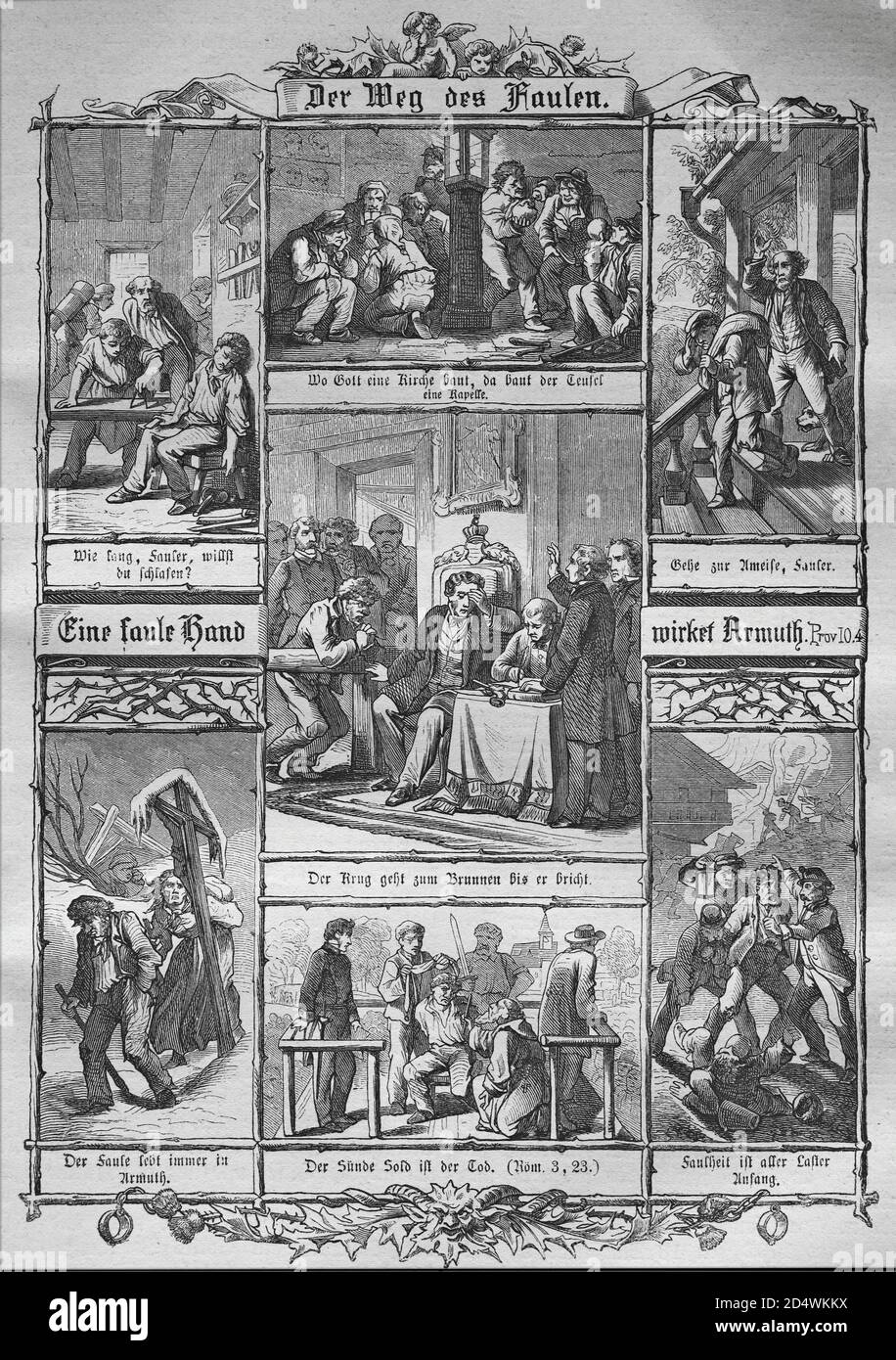 À propos de la perfection chrétienne, gravure historique en acier d'une bible 1860 Banque D'Images