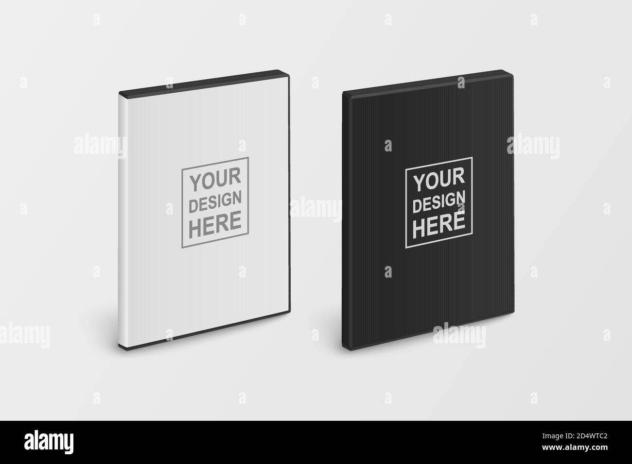 Vector 3d Realistic blanc et noir CD, DVD Plastc ou boîtier de couverture de papier gros plan isolé sur fond blanc. Modèle de conception. CD Illustration de Vecteur
