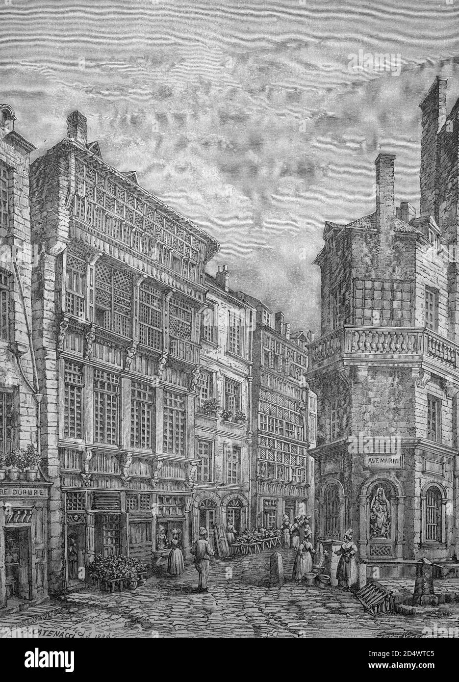 Saint-malo, Bretagne, France, gravure sur acier de 1860 historique Banque D'Images