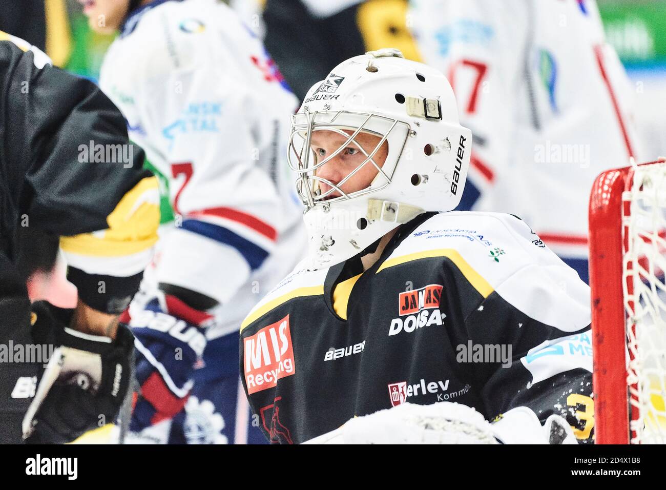 Frederikshavn, Danemark. 11 octobre 2020. Goaltener Kevin Dich Frydkjaer (36) de Frederikshavn White Hawks vu dans le match de hockey sur glace Metaligaen entre Frederikshavn White Hawks et Herlev Eagles à la Nordjyske Bank Arena à Frederikshavn. (Crédit photo : Gonzales photo/Alamy Live News Banque D'Images