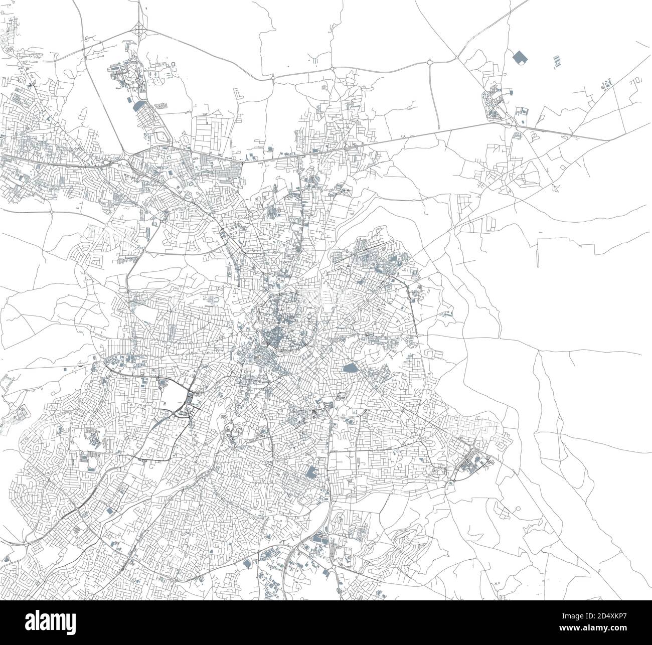 Vue satellite de Nicosie, la plus grande ville, la capitale et le siège du gouvernement de Chypre. Carte des rues et des bâtiments de la ville Illustration de Vecteur