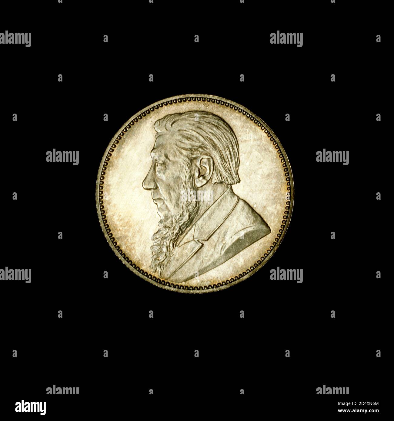 Afrique du Sud six Pence coin (contre) avec le visage de Paul Kruger Banque D'Images