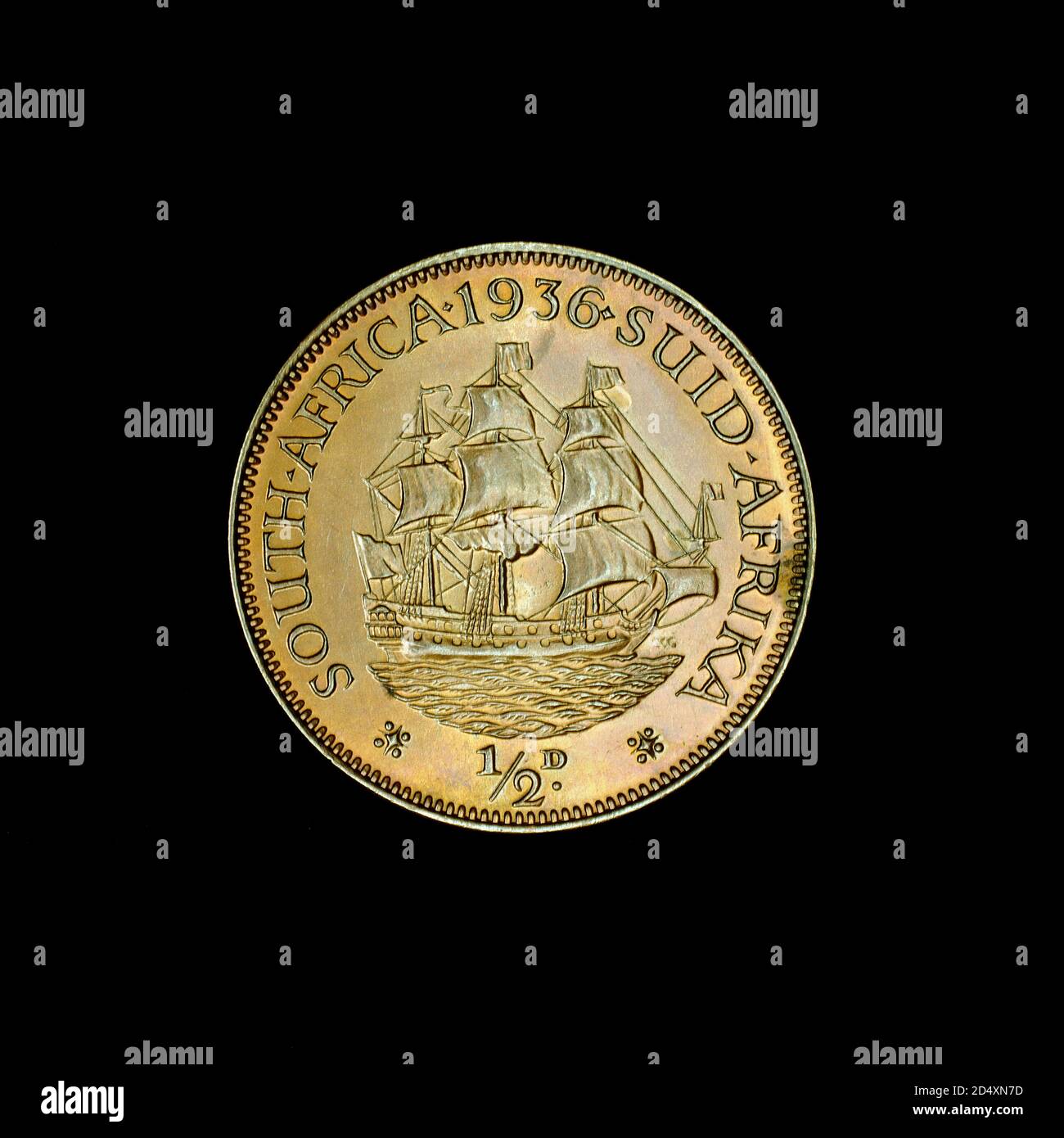 Half-Penny coin, Afrique du Sud, 1936 Banque D'Images