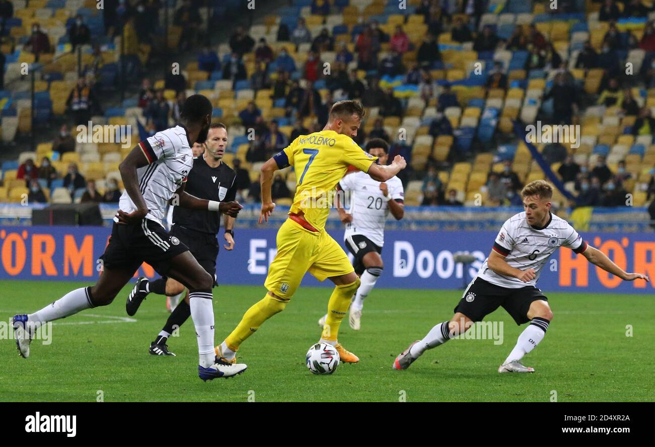 KIEV, UKRAINE - 10 OCTOBRE 2020 : Andriy Yarmolenko d'Ukraine attaque lors du match de la Ligue des Nations de l'UEFA contre l'Allemagne au stade NSK Olimpiyskiy à Kiev. L'Allemagne en a gagné 2-1 Banque D'Images