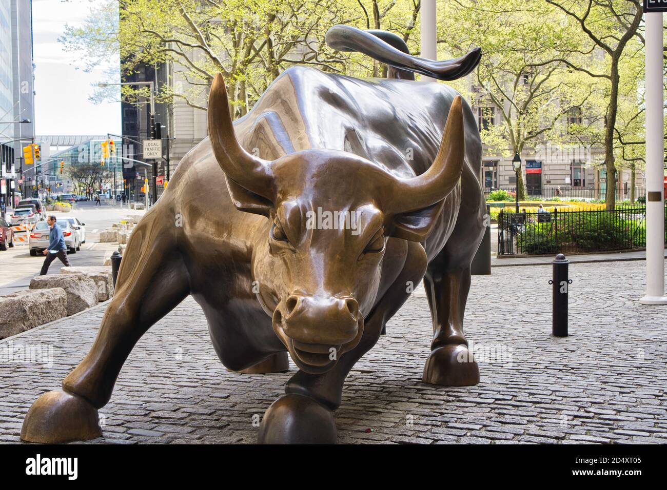 La bourse de Wall Street charge un taureau métallique à New York Manhattan quartier financier inférieur Banque D'Images