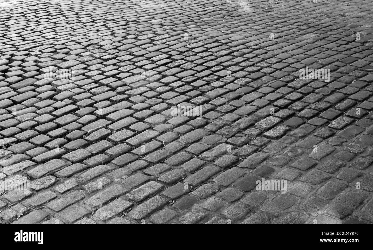 Une rue pavée historique à Philadelphie, en Pennsylvanie. Banque D'Images