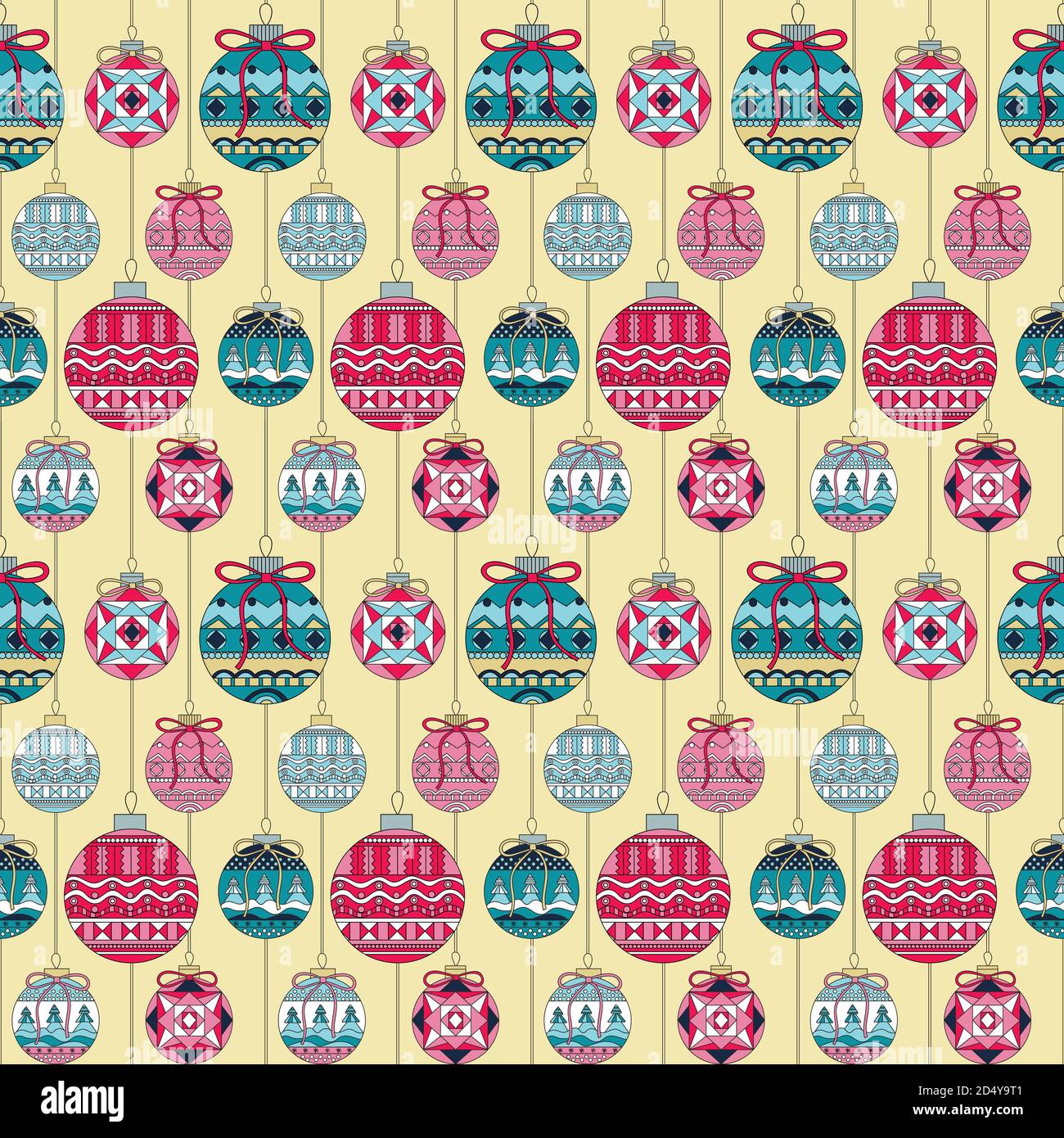 Fond de Noël sans couture. Motif avec jouets de Noël, avec motif sur boules. Pour emballer du papier, du tissu Illustration de Vecteur