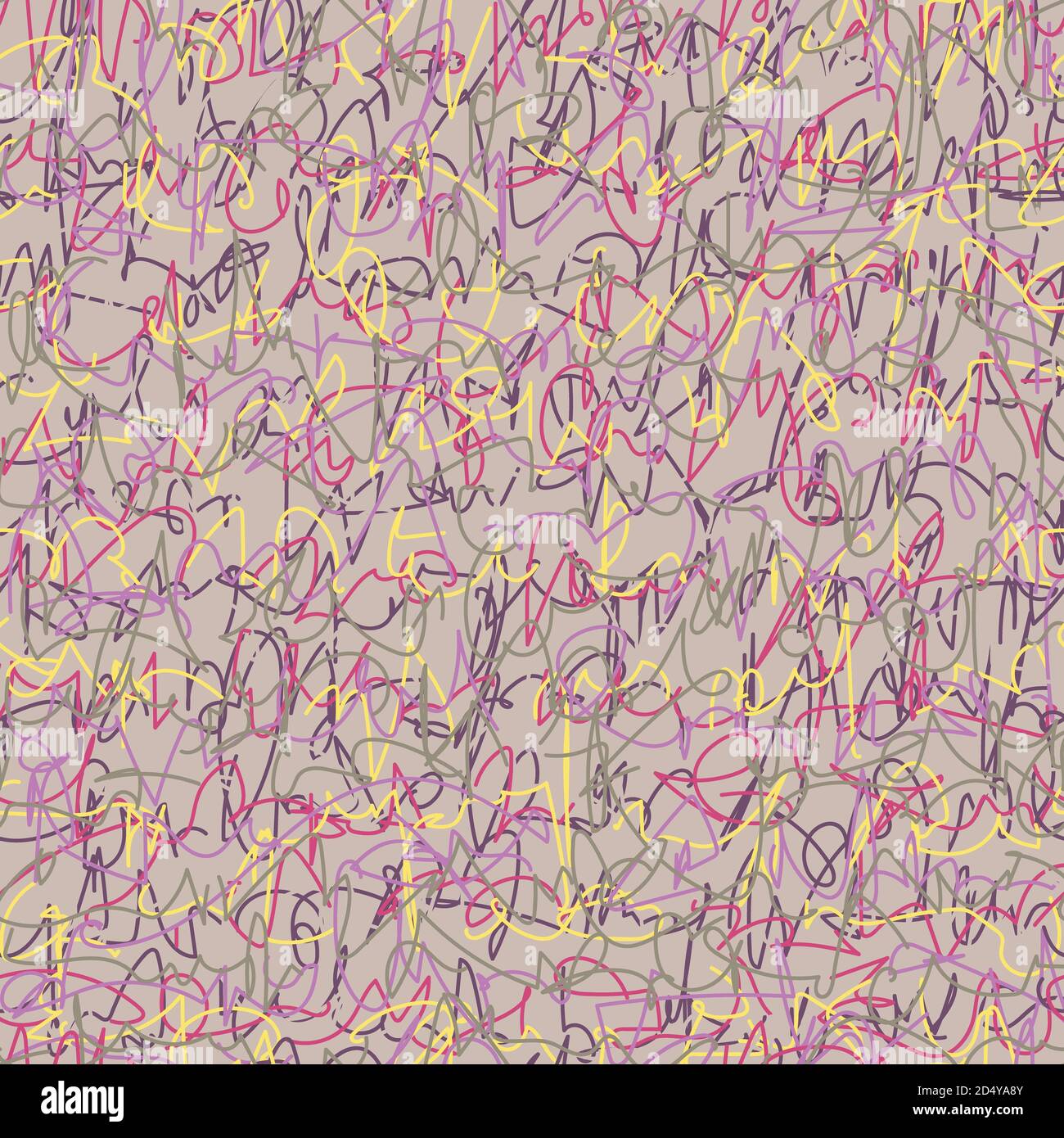 Arrière-plan abstrait avec des squiggles colorés, des ondes sonores. Motif sans couture. Banque D'Images