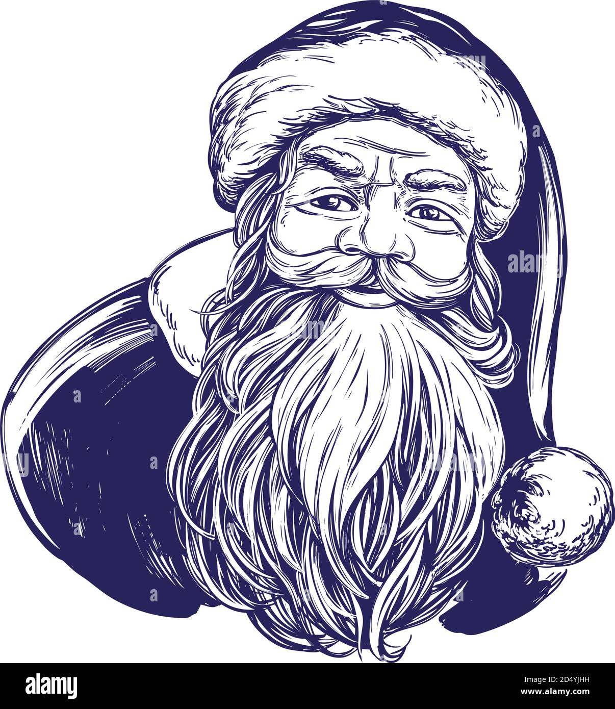Santa Claus, symbole de Noël hand drawn vector illustration croquis Illustration de Vecteur