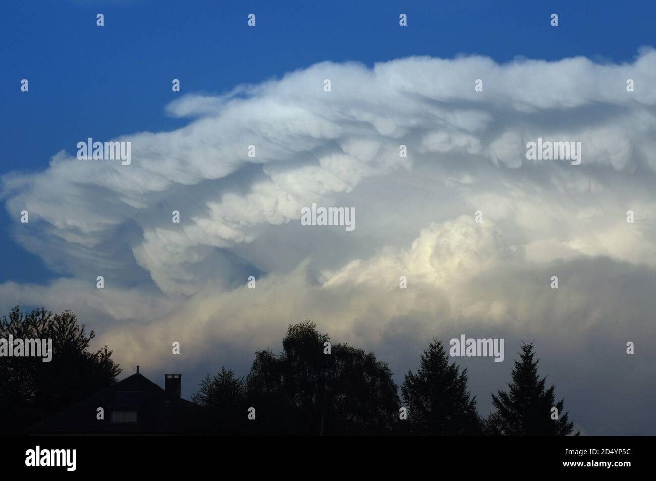 Structure détaillée dans une grande formation de nuages cumulo-nimbus, à 70 km de distance Banque D'Images