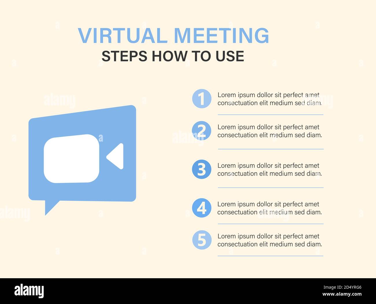 Le concept des étapes de connexion à la réunion virtuelle. Illustration de Vecteur