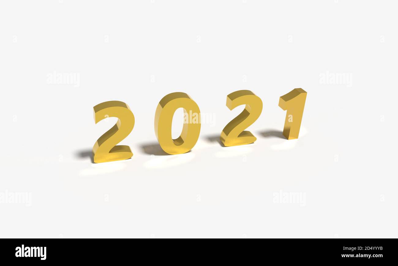 2021 Nouveau-an fond d'écran de texte 3D doré Banque D'Images