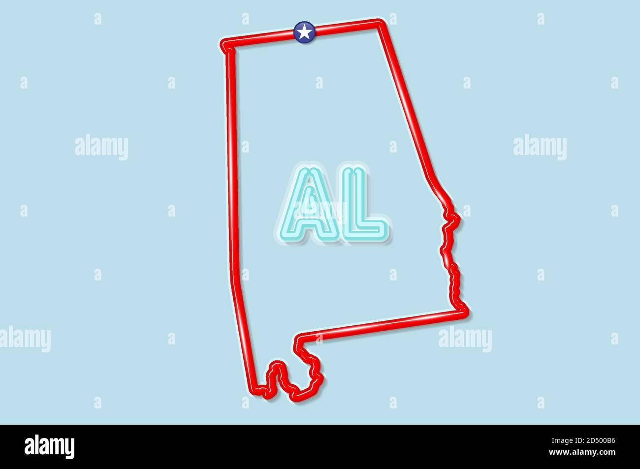 Carte en gras de l'État américain de l'Alabama. Illustration vectorielle Illustration de Vecteur