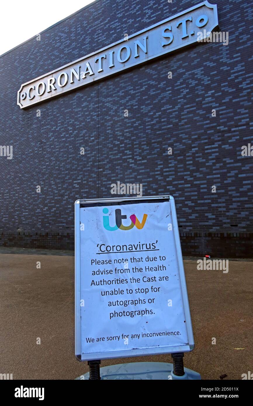 ITV Studio, Salford Quays, domicile de Coronation Street, Trafford Wharf Rd, Trafford Park, Stretford, Manchester, Angleterre, Royaume-Uni, M17 1AB, par Tony Warren Banque D'Images