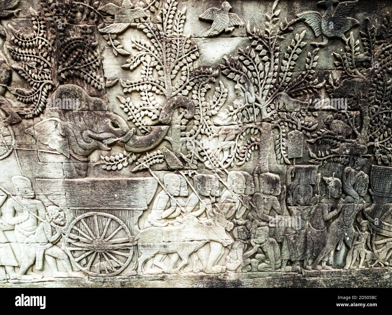 Ancien mur à frotter temple Angkor Wat art du temple