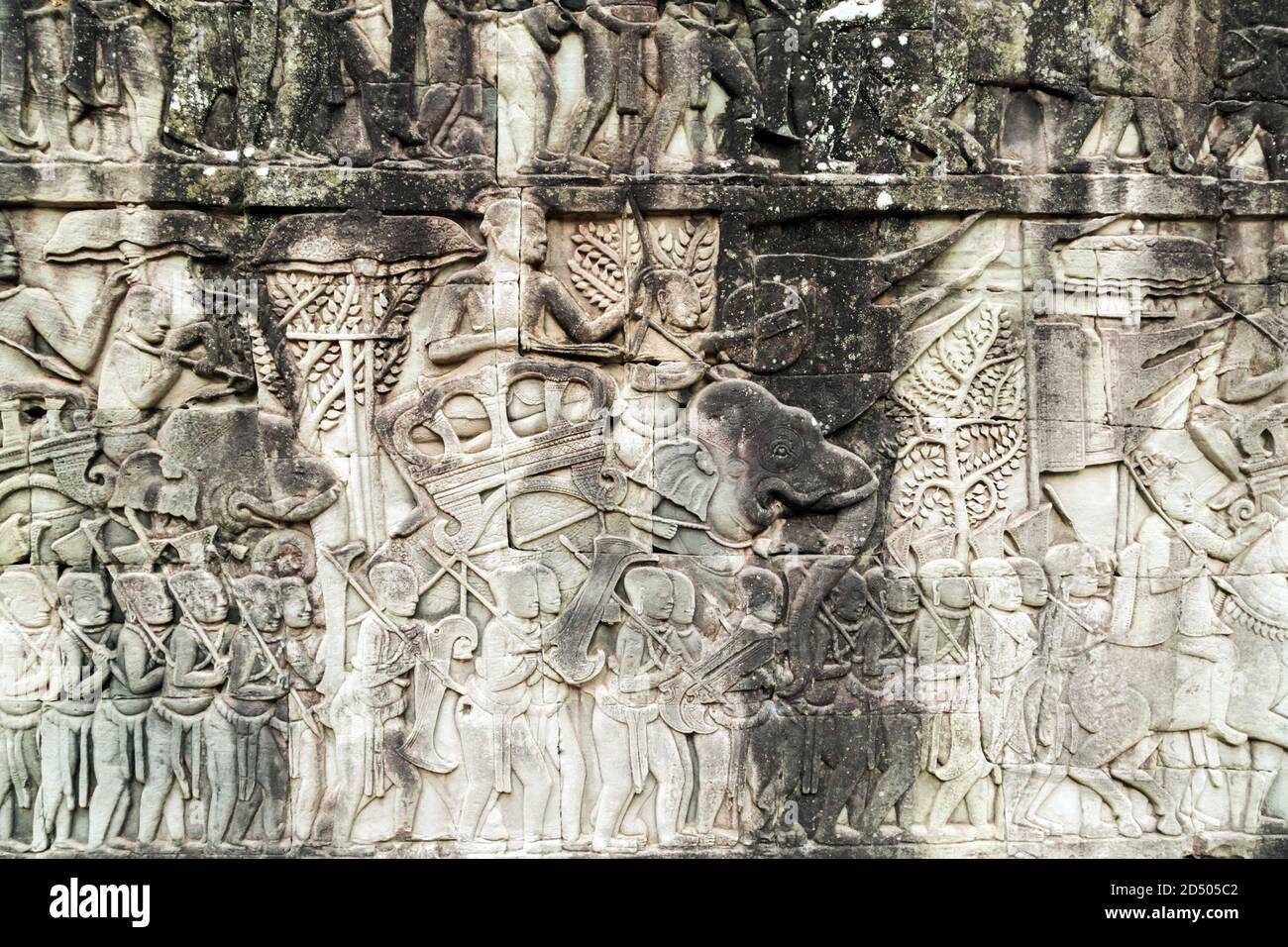 Ancien Moulage Mural D'Angkor Wat - Art Cambodgien Surélevé - Pièce Décorative Thai Faite Main