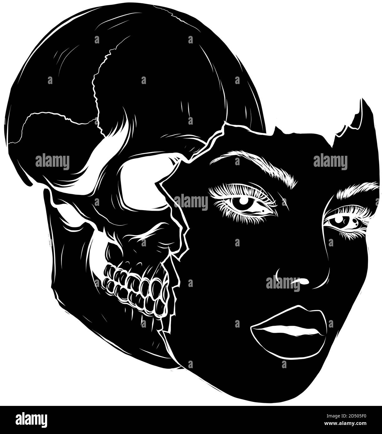 L'image du crâne. Silhouette noire illustration vectorielle. Illustration de Vecteur