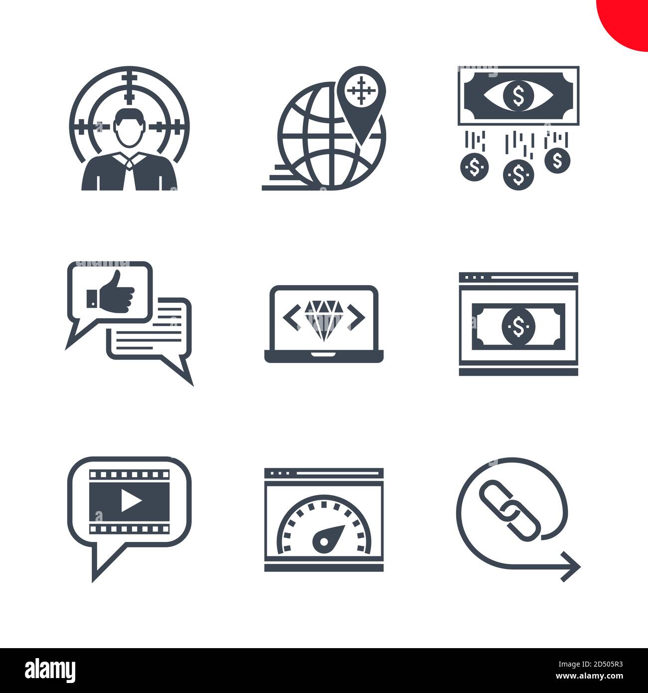 Jeu d'icônes SEO et d'opimisation Web Illustration de Vecteur