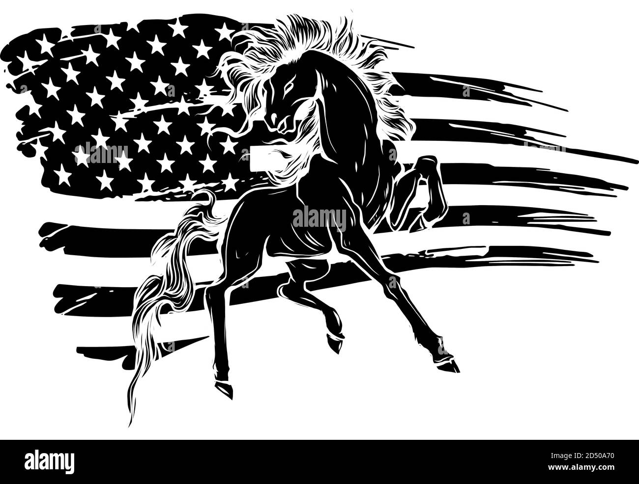 Grunge drapeau arrière-plan, cheval sauvage, illustration vectorielle silhouette noire Illustration de Vecteur