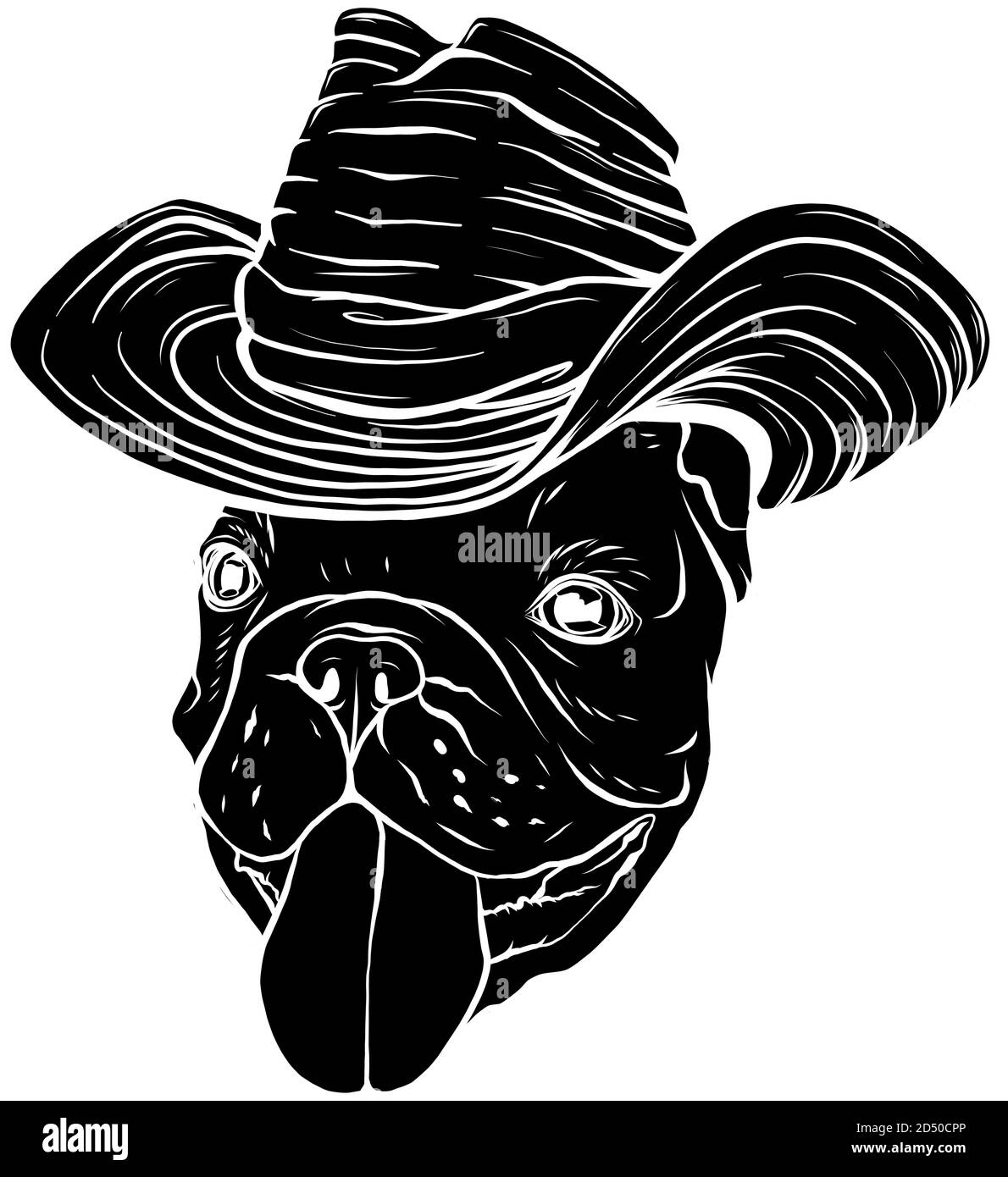 silhouette noire pug dans le chapeau de cowboy s vector illustration graphiques Illustration de Vecteur