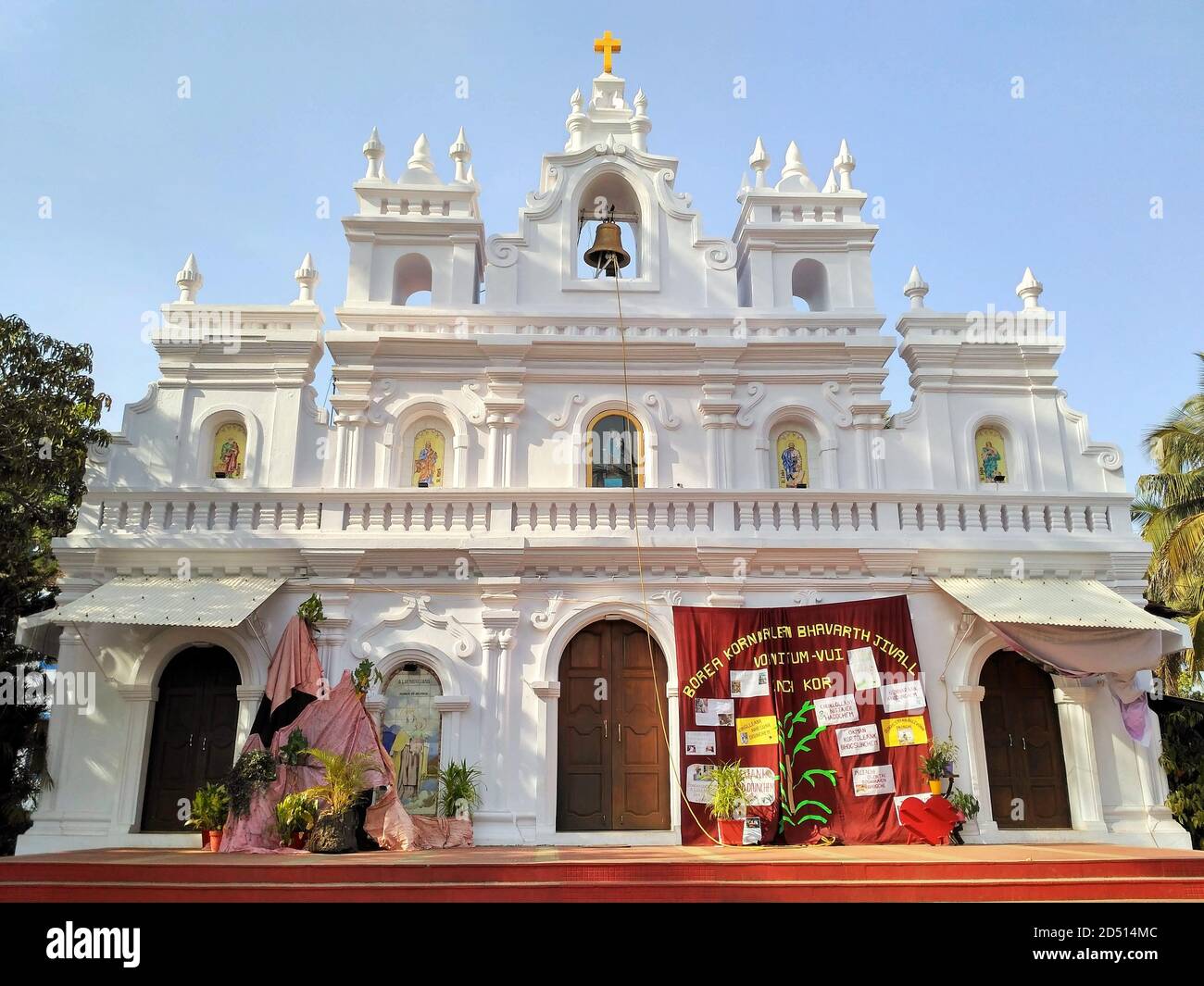 Église catholique de notre-Dame du Mont Carmel, Arambol, Goa, Inde Banque D'Images