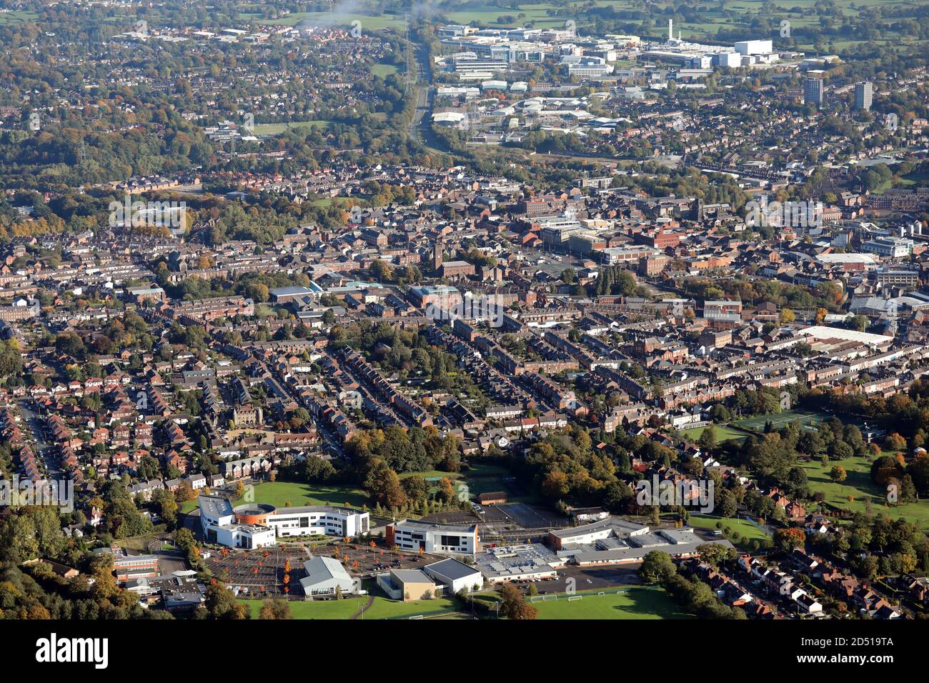 Vue aérienne depuis le sud de Macclesfield, Cheshire Banque D'Images