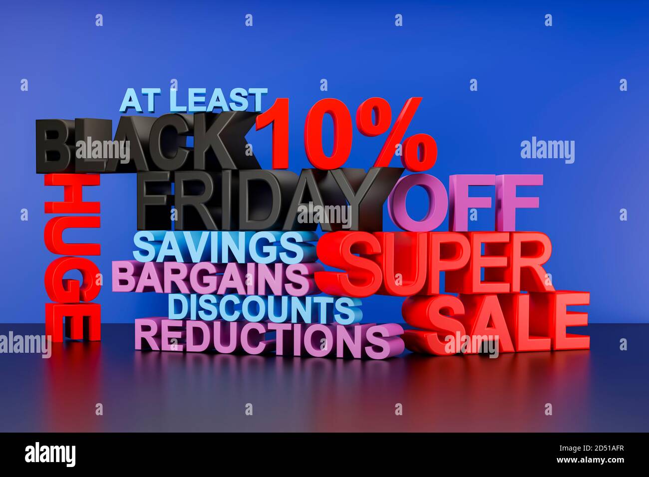 Black Friday super vente 3D bloc de texte arrière-plan, affiche ou bannière avec des mots y compris noir, vendredi, super, vente, énorme, économies, bonnes affaires, réductions Banque D'Images