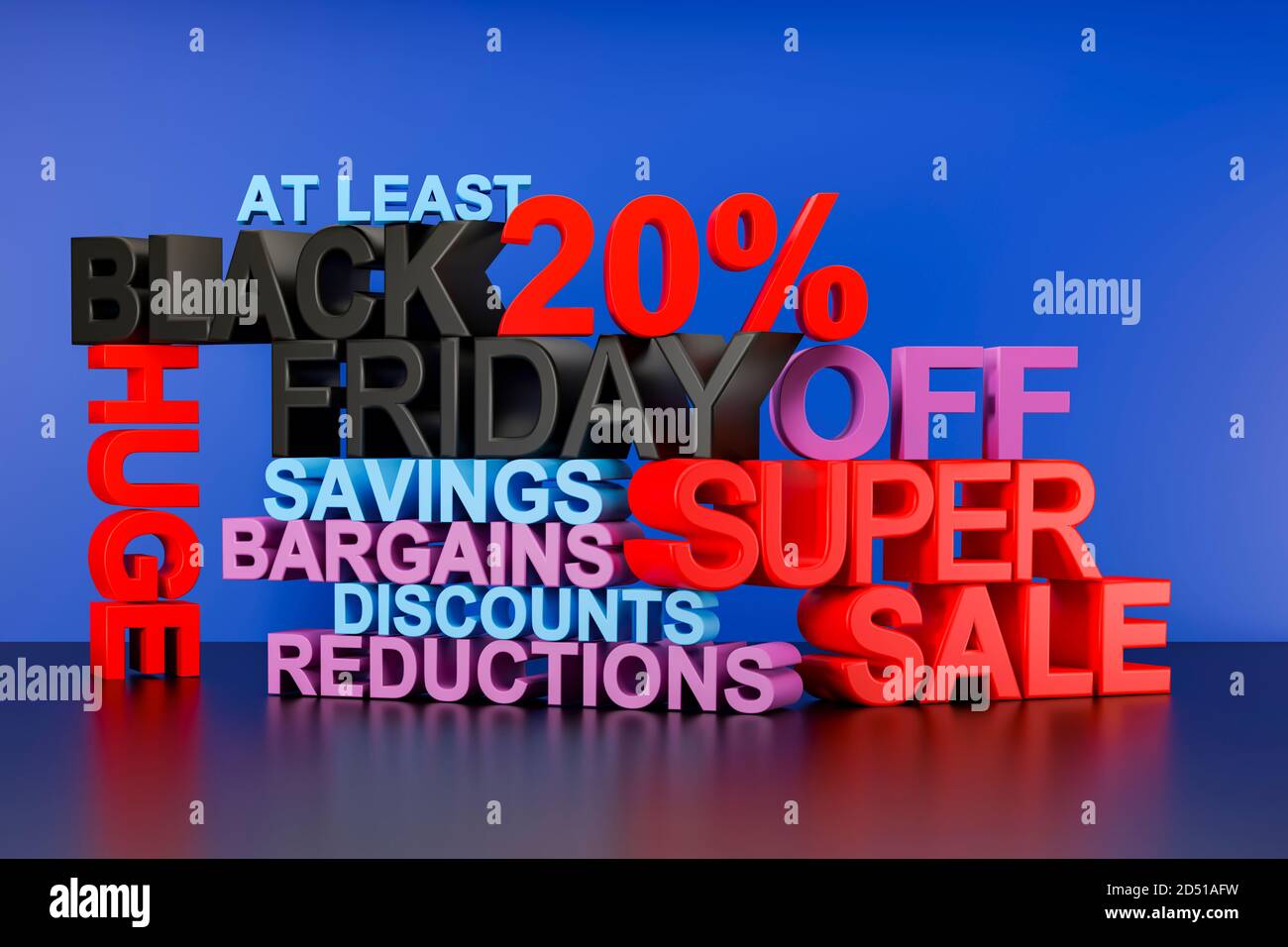 Black Friday super vente 3D bloc de texte arrière-plan, affiche ou bannière avec des mots y compris noir, vendredi, super, vente, énorme, économies, bonnes affaires, réductions Banque D'Images