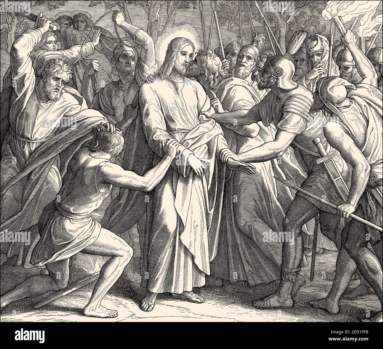 Arrestation de Jésus, Nouveau Testament, par Julius Schnorr von Carolsfeld, 1860 Banque D'Images
