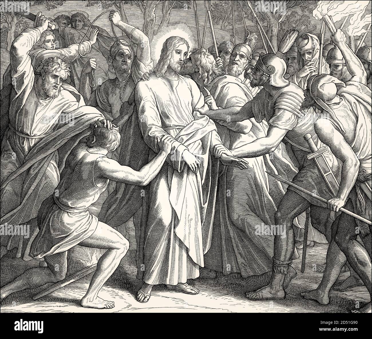 Arrestation de Jésus, Nouveau Testament, par Julius Schnorr von Carolsfeld, 1860 Banque D'Images
