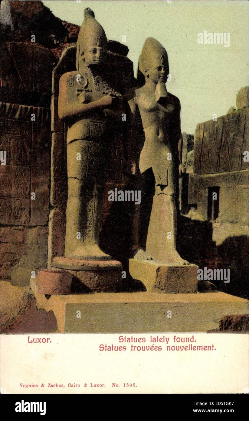 Luxor Ägitten, kürzlich ausgegrabene Statuen, Königspaar | utilisation dans le monde entier Banque D'Images